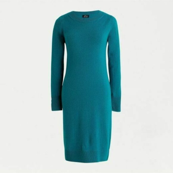 J Crew - Long Sleeve Cashmere Everyday Crewneck Dress in Spicy Jade, Med - Picture 2 of 9